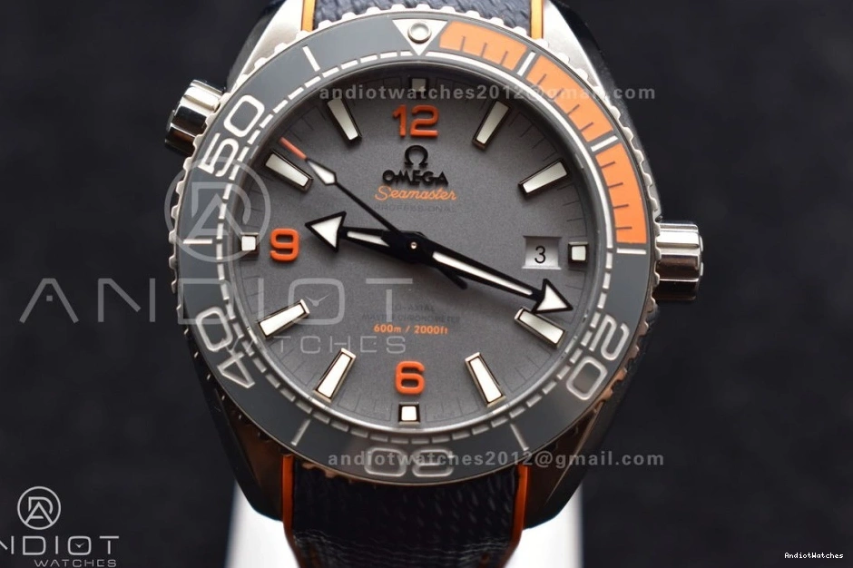 on 43.5mm Black Clone Dial Planet Bezel Best 1010 SS VSF Ocean Edition Super Orange A8900 Gray Trendsetting Strap Nylon V 1:1 0202